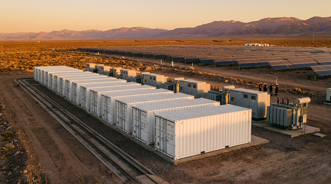 Baterías de almacenamiento Bolero BESS junto a planta solar en Antofagasta