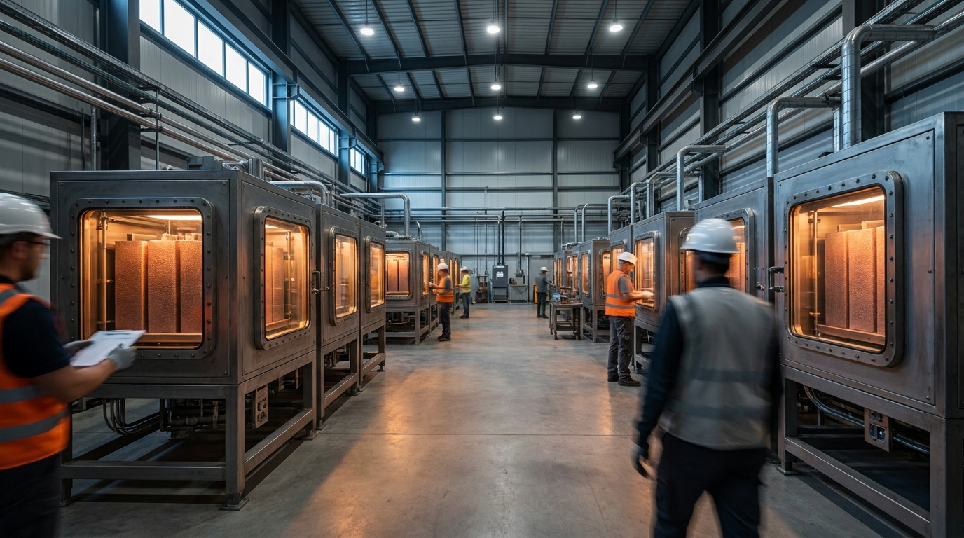 Modular solid-carbon thermal battery unit at Antora's manufacturing plant