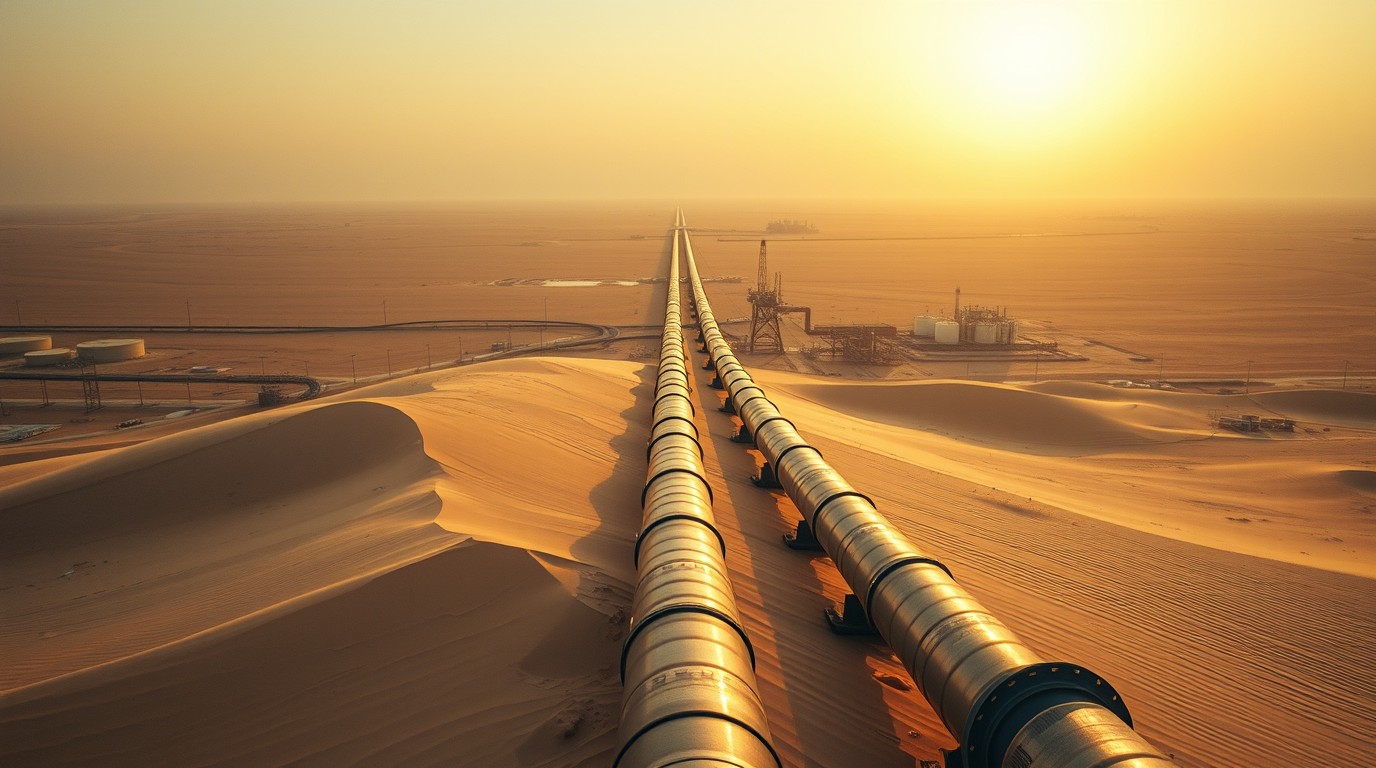 Saudi Arabia's East-West pipeline crossing the desert toward the port of Yanbu