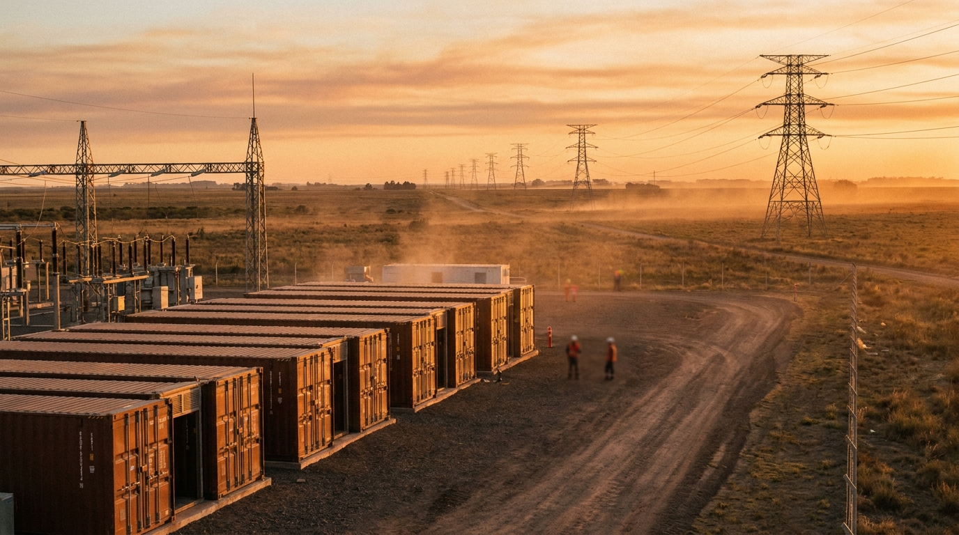 Sistema de baterías de almacenamiento energético en subestación de transmisión eléctrica argentina