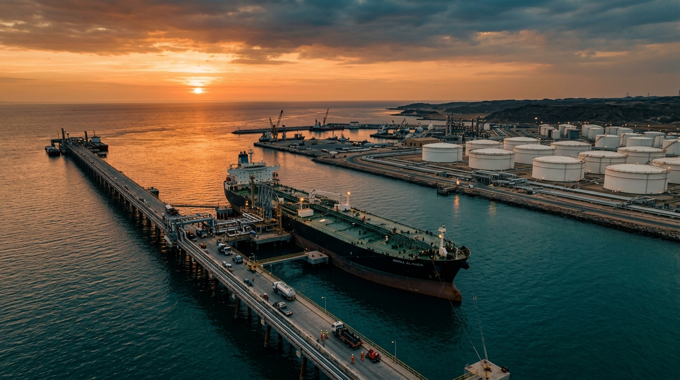 Oil terminal on the Red Sea with Brent crude prices above $108
