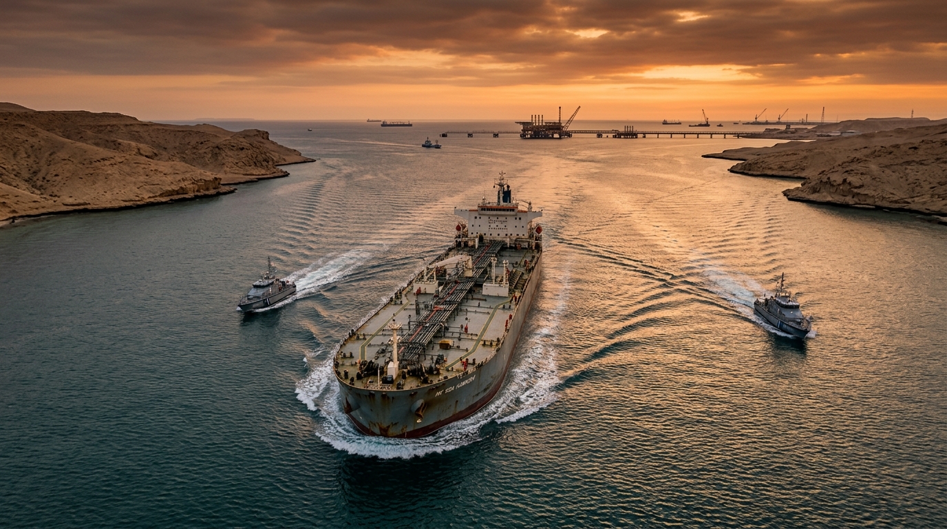 Tanquero de crudo en el estrecho de Ormuz tras la subida del Brent