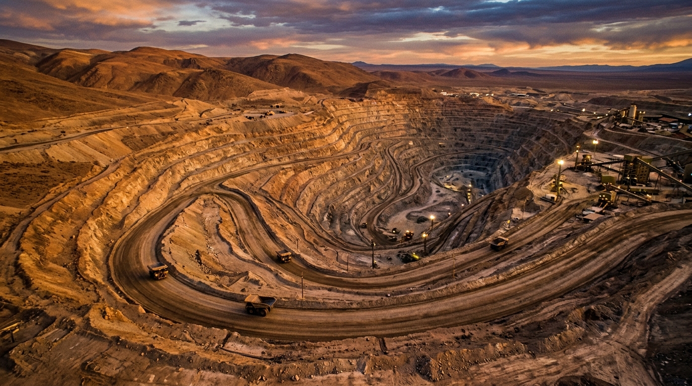Vista aérea de mina de cobre, ejemplo de minerales críticos en América Latina