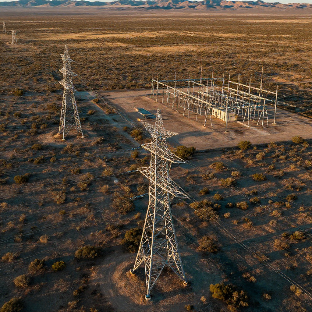 Torres de transmisión y congestión de red eléctrica en el oeste de Texas