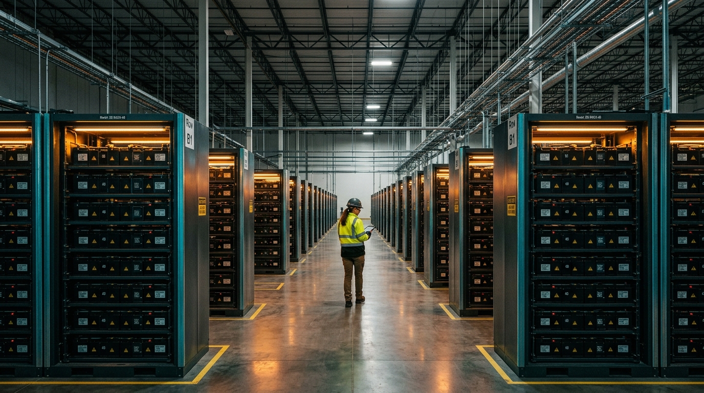 Energy storage cells, battery racks at a large-scale installation