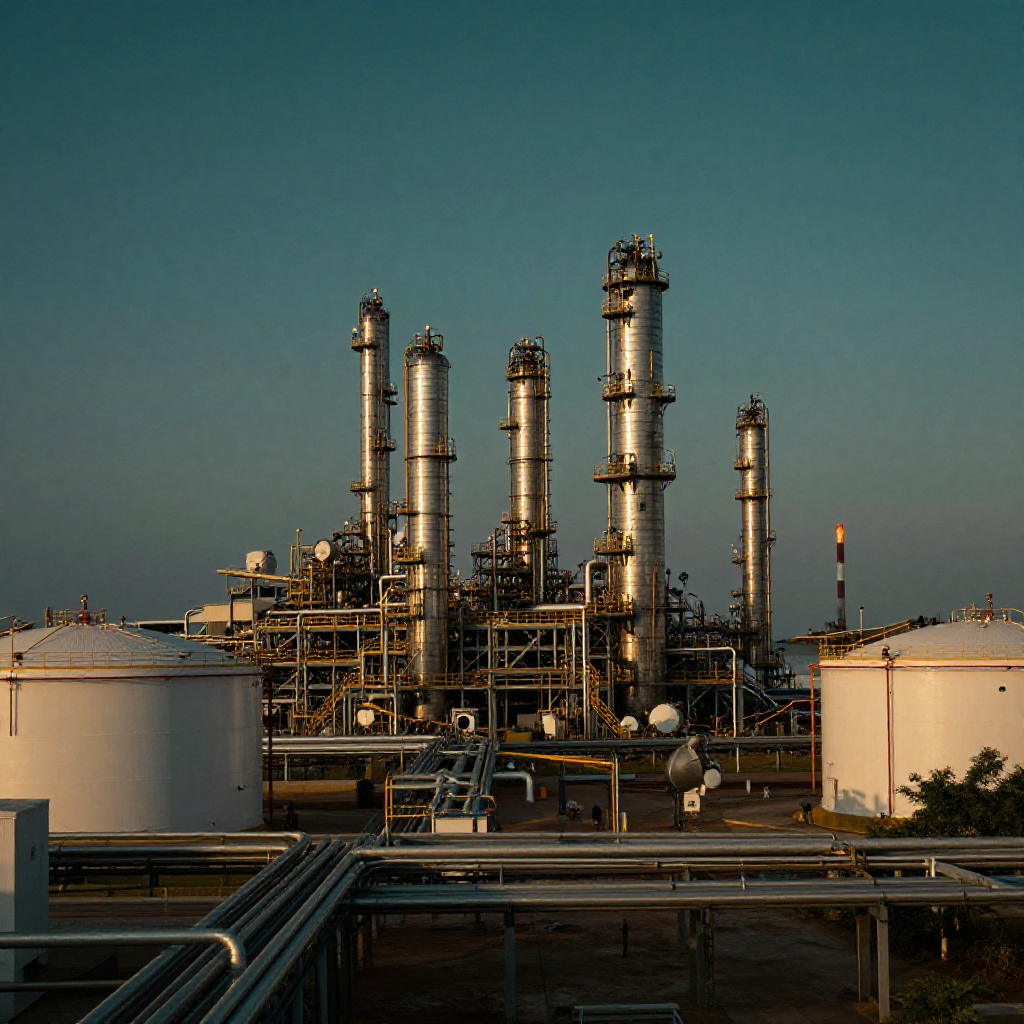 Instalaciones de refinación de Pemex tras el anuncio de su calificación crediticia por Fitch