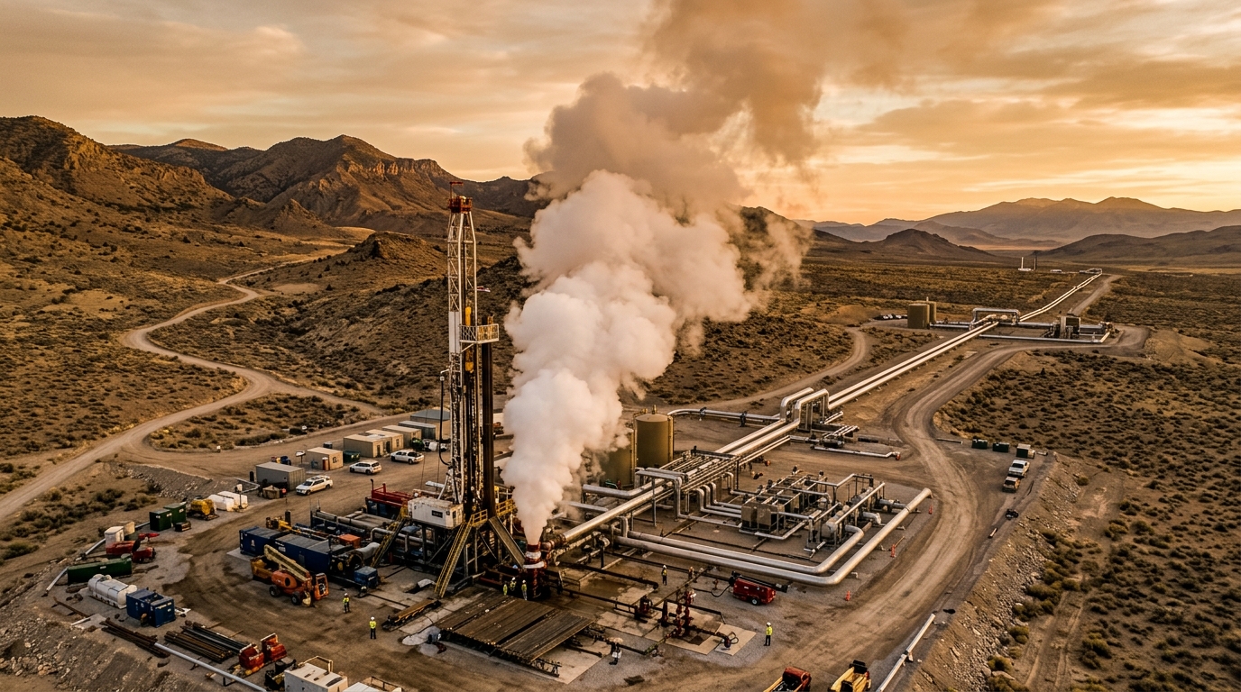Enhanced geothermal energy test at the FORGE laboratory in Utah, with steam columns