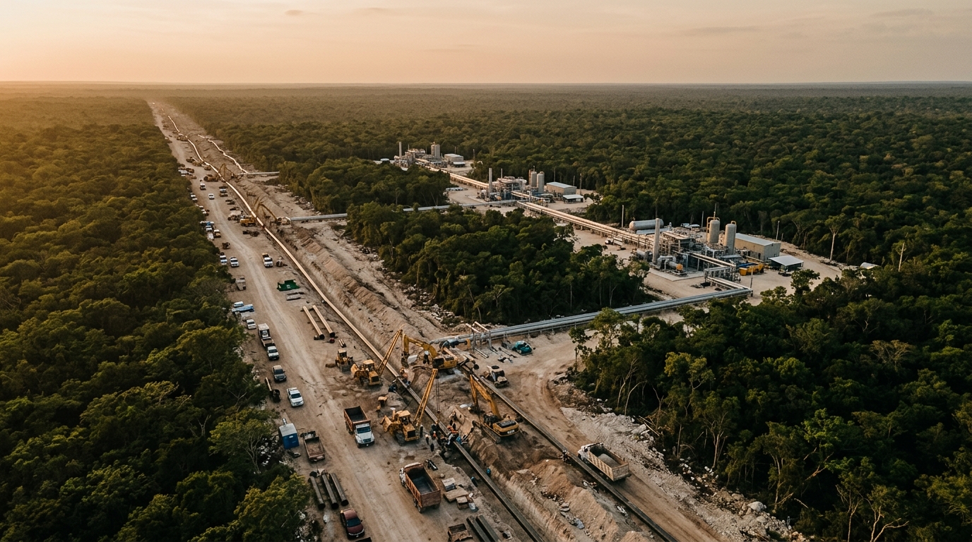Gasoducto Mayakan cruzando el sureste hacia la península de Yucatán
