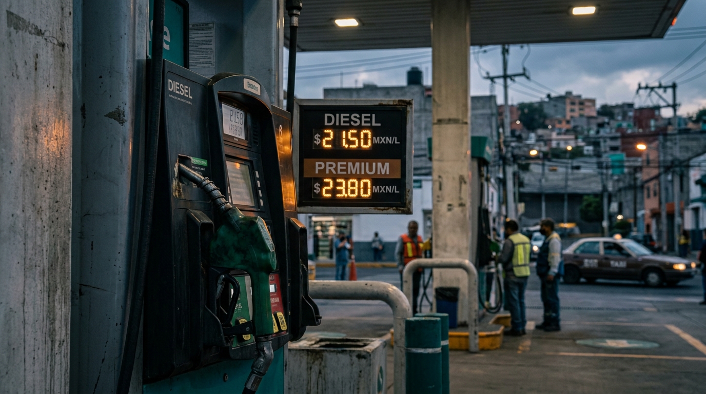Pemex interactive map showing gas stations selling diesel above 27 pesos in Mexico
