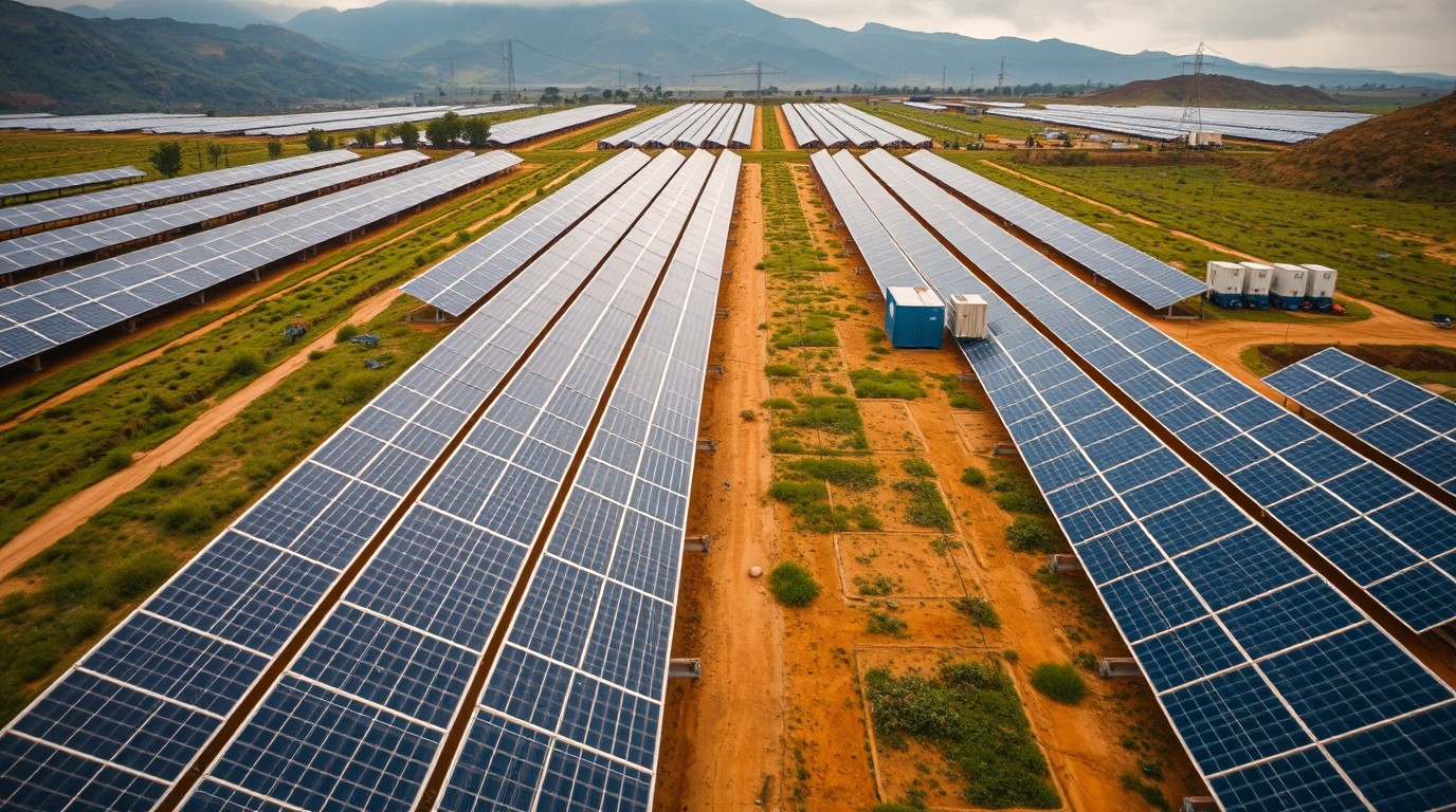 Solar panels at a photovoltaic park financed in Guatemala