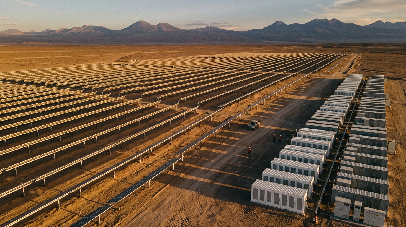 AES Andes solar hub with battery storage in the Atacama Desert