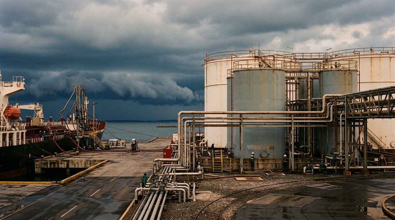 Hydrocarbon storage tanks at Pemex's Pajaritos terminal