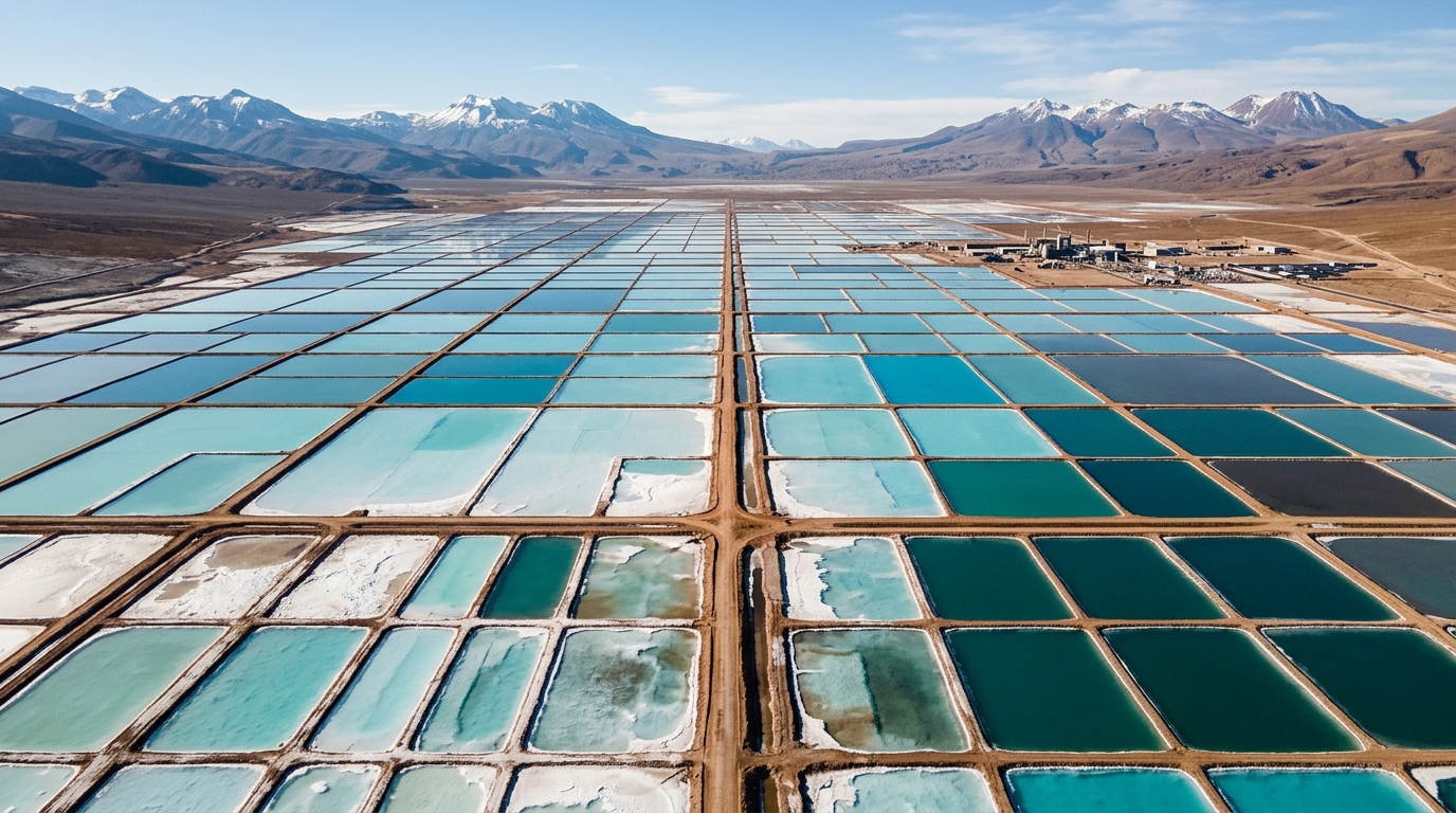 Lithium Argentina's lithium plant at Cauchari-Olaroz, Jujuy, with evaporation ponds