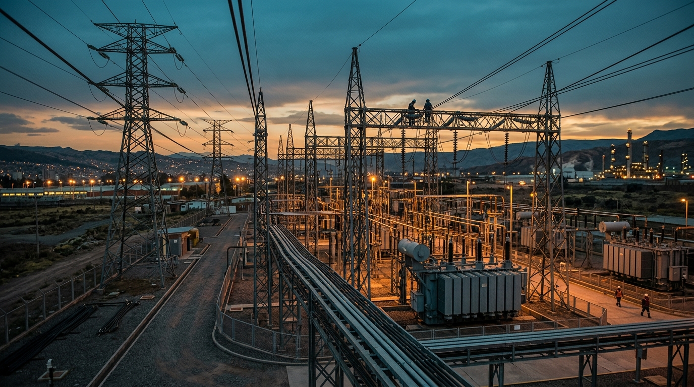 High-voltage electrical substation, renewable energy integration in Latin America