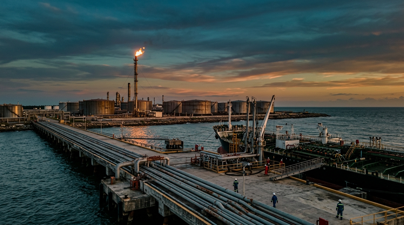 Vista de la Terminal Marítima Dos Bocas, escenario del conato de incendio en Tabasco
