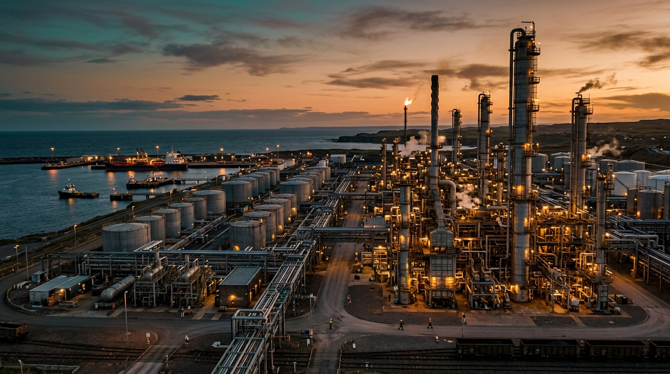 Pemex and Petrobras refining facilities with processing towers