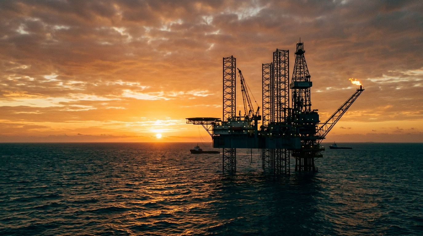 Drilling platform above the ultra-deep pre-salt off Campeche