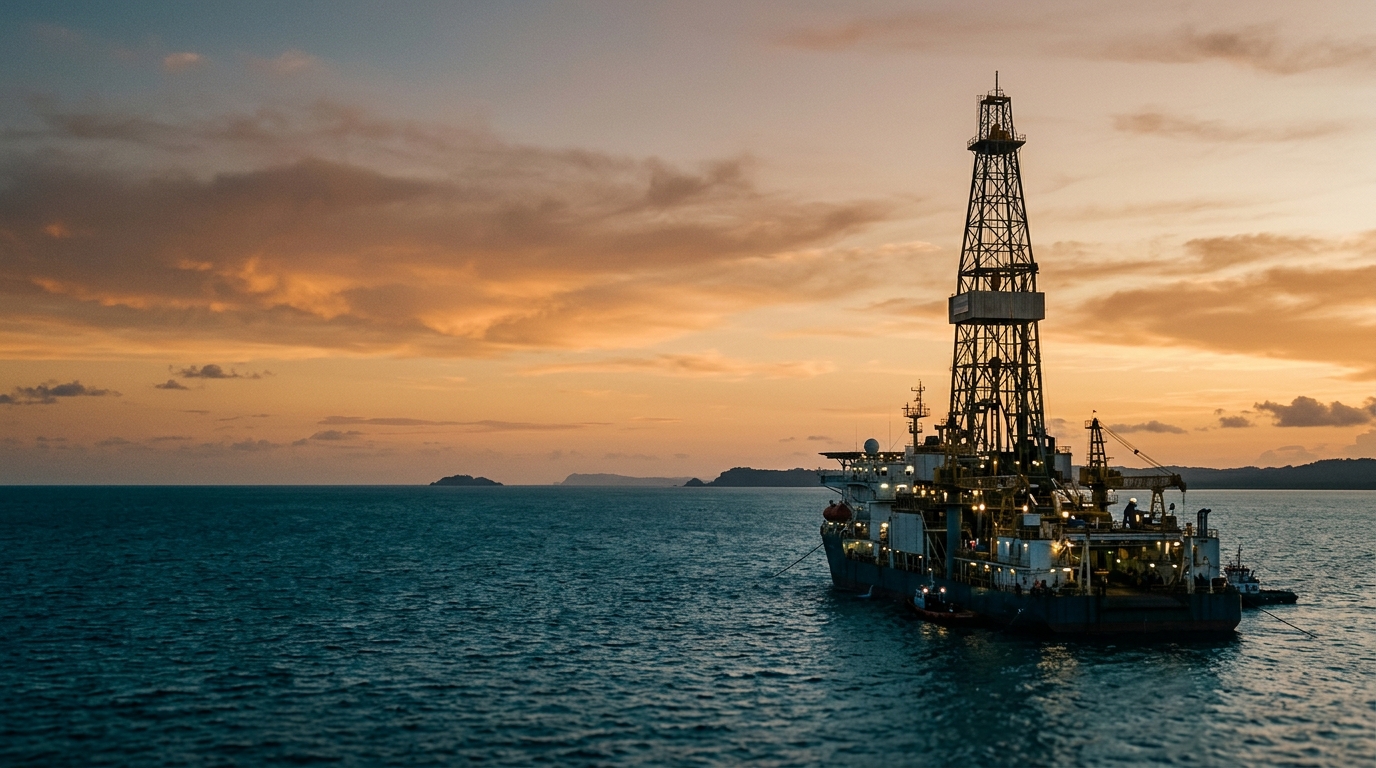 Offshore drilling platform near the mouth of the Amazon River, Amapá