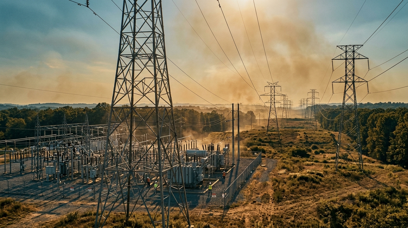 PJM transmission towers amid a U.S. heat wave