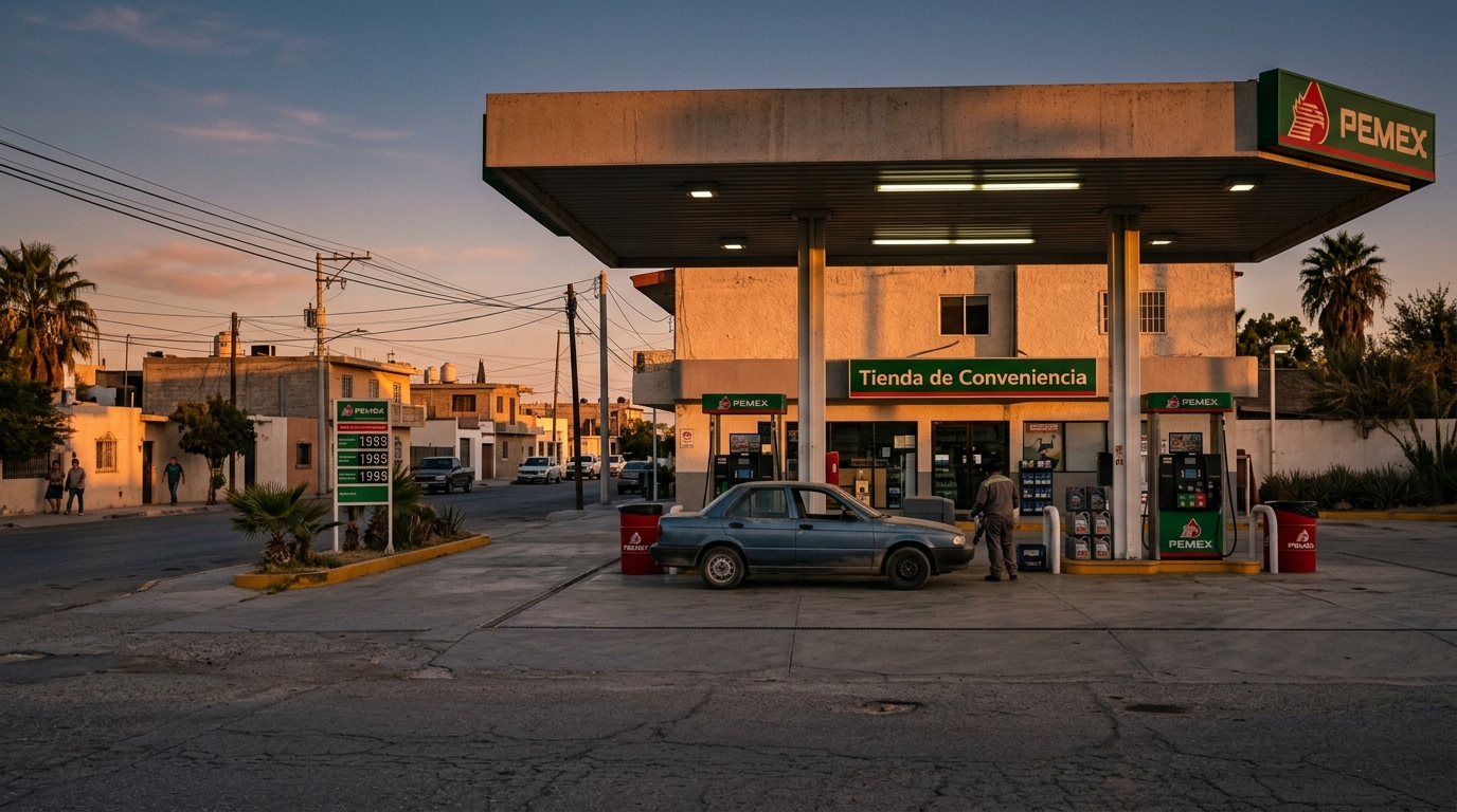 Gas station displaying gasoline and diesel prices below the cap
