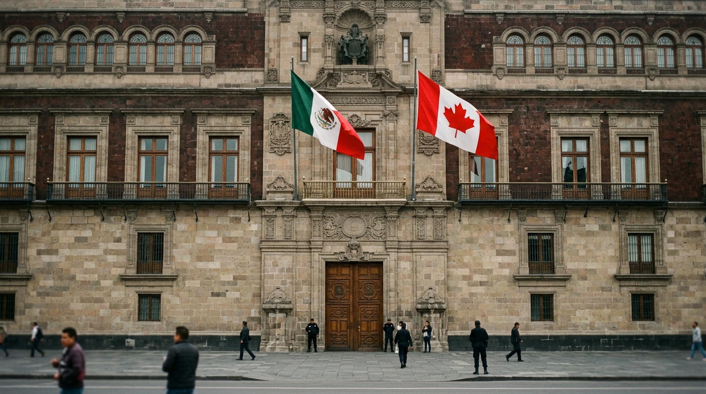 Bandera de México junto a la de Canadá en renovación del T-MEC