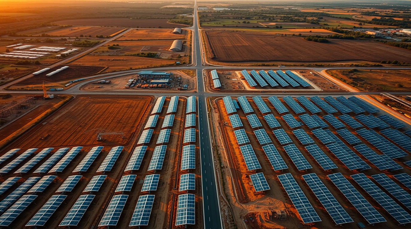 Paneles solares en una llanura uruguaya cerca de la inversión solar de Solaria