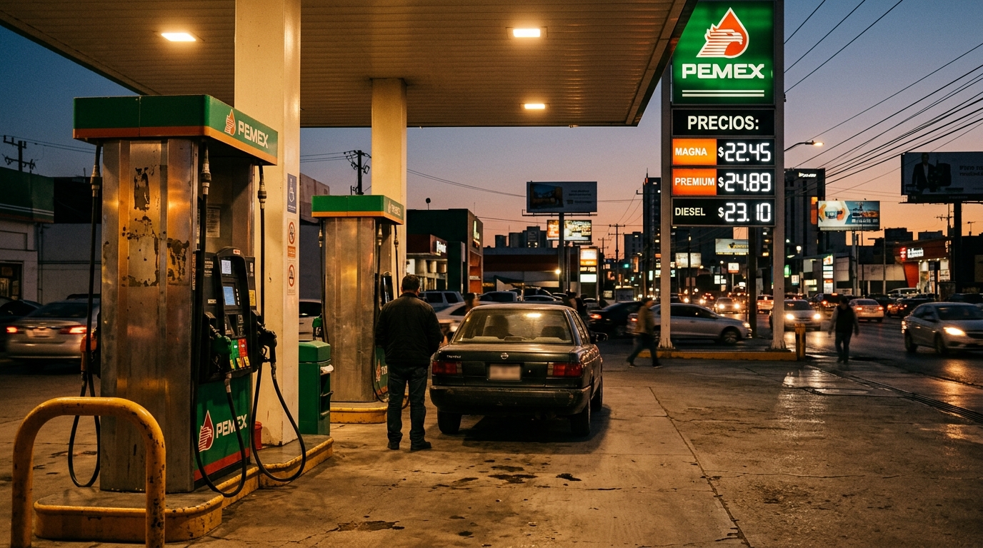 Gasolinera con precios de gasolina premium tras nuevo subsidio de Hacienda