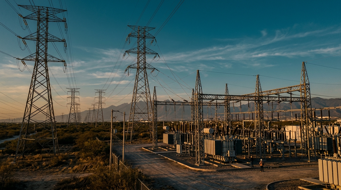 Líneas de alta tensión, infraestructura de mejora de red eléctrica en corredor industrial