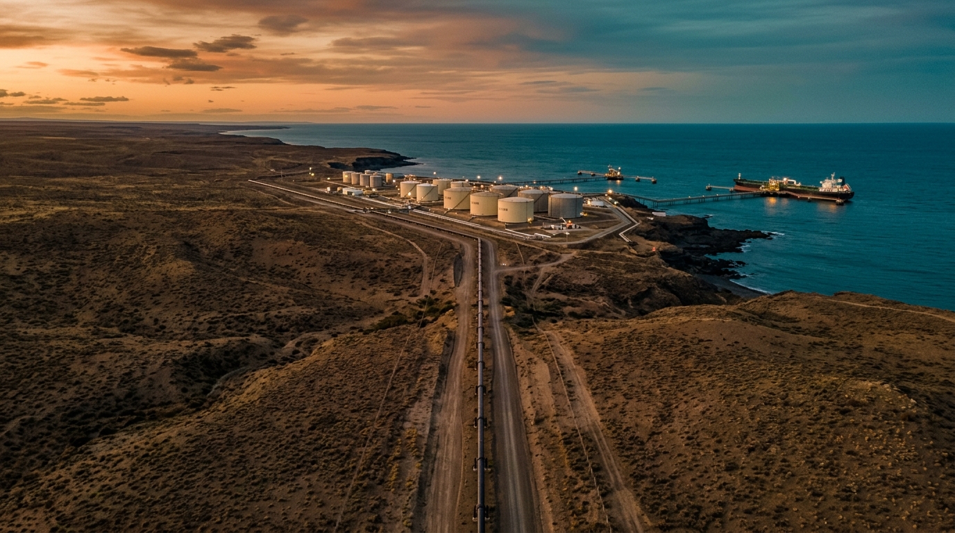Crude loading terminal of the Vaca Muerta pipeline in Punta Colorada